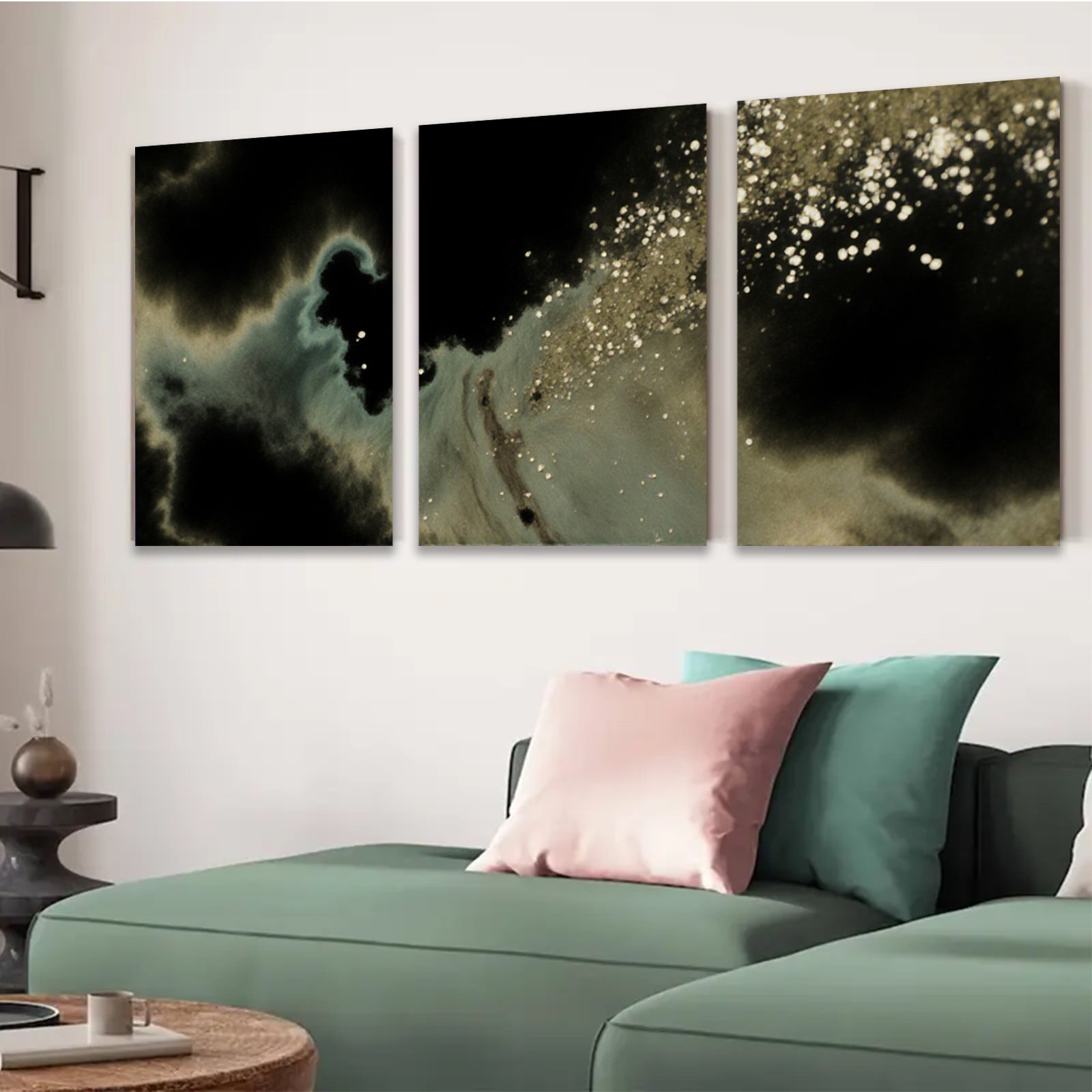 2D flat 1pc swirling emerald tide abstract wall art modern farmhouse living room bedroom decor gallery wrapped canvas prints inspirational cozy vibes