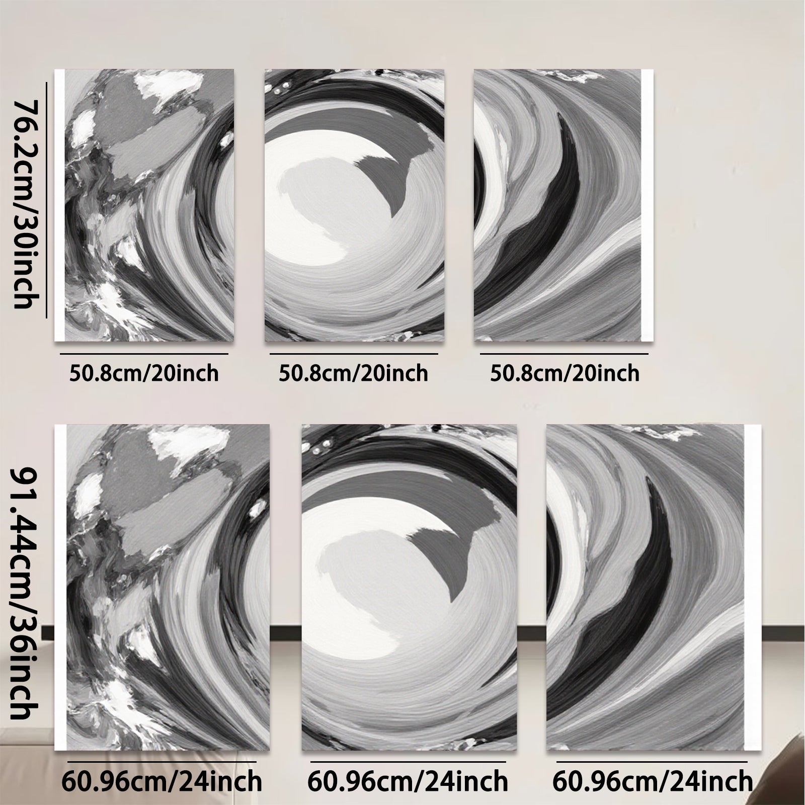 2D flat 1pc swirling gray abstract canvas wall art modern farmhouse living room bedroom decor gallery wrapped timeless style vibrant colors