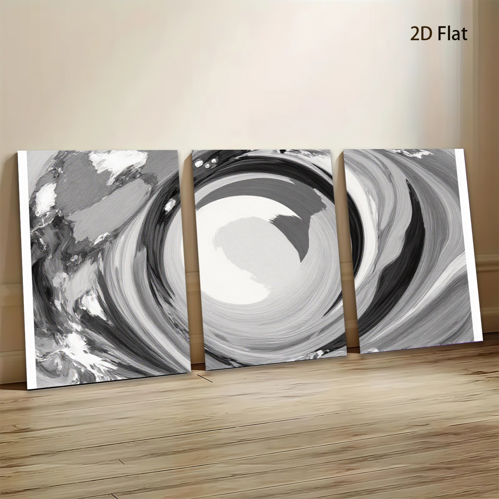2D flat 1pc swirling gray abstract canvas wall art modern farmhouse living room bedroom decor gallery wrapped timeless style vibrant colors