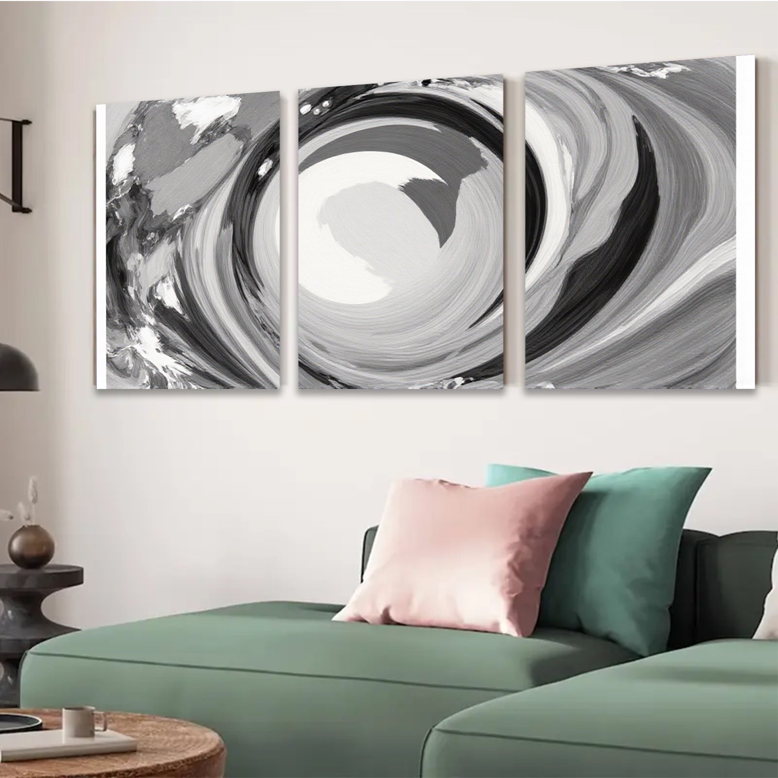 2D flat 1pc swirling gray abstract canvas wall art modern farmhouse living room bedroom decor gallery wrapped timeless style vibrant colors
