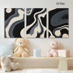 2D flat 1pc swirling monochrome abstract wall art modern farmhouse living room bedroom decor gallery wrapped canvas prints oversized statement piece trending now