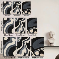 2D flat 1pc swirling monochrome abstract wall art modern farmhouse living room bedroom decor gallery wrapped canvas prints oversized statement piece trending now