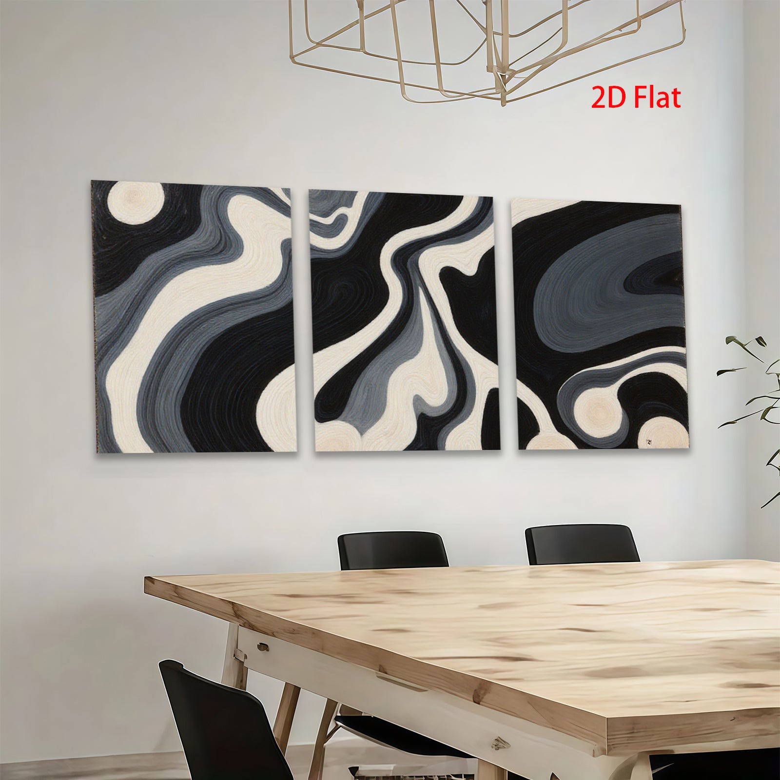 2D flat 1pc swirling monochrome abstract wall art modern farmhouse living room bedroom decor gallery wrapped canvas prints oversized statement piece trending now