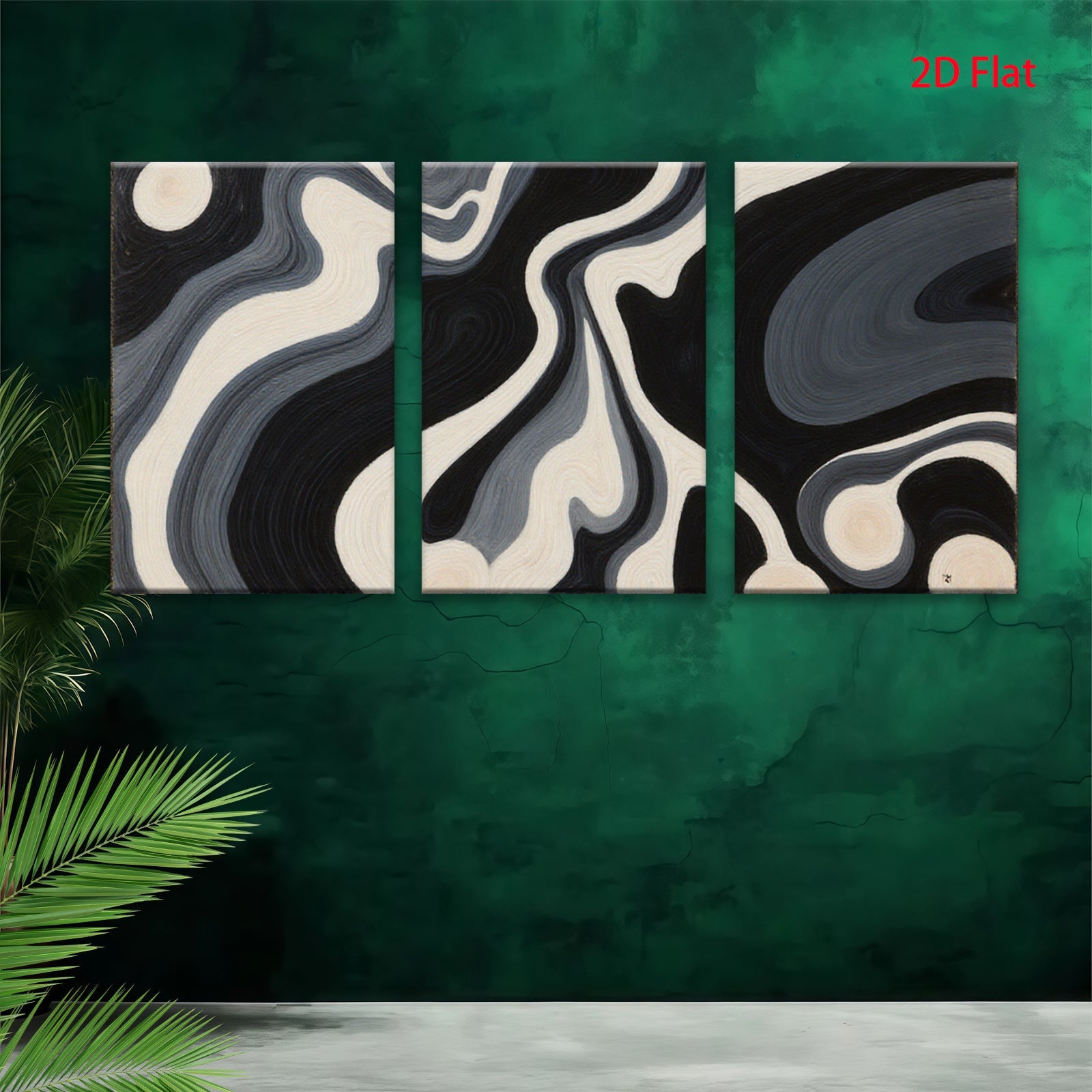 2D flat 1pc swirling monochrome abstract wall art modern farmhouse living room bedroom decor gallery wrapped canvas prints oversized statement piece trending now