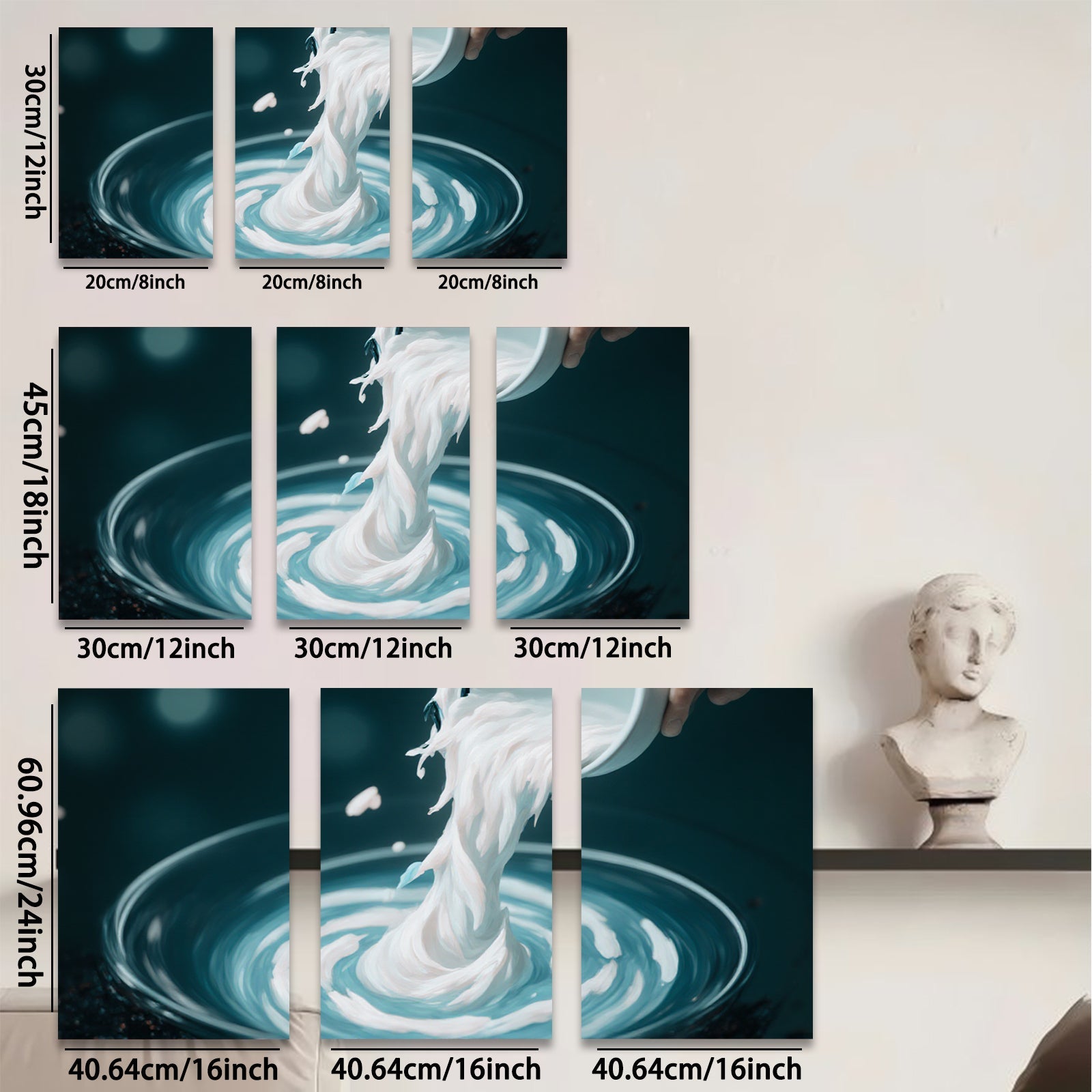 2D flat 1pc swirling white fluid abstract modern wall art living room bedroom decor farmhouse style canvas prints stretched framed ready to hang