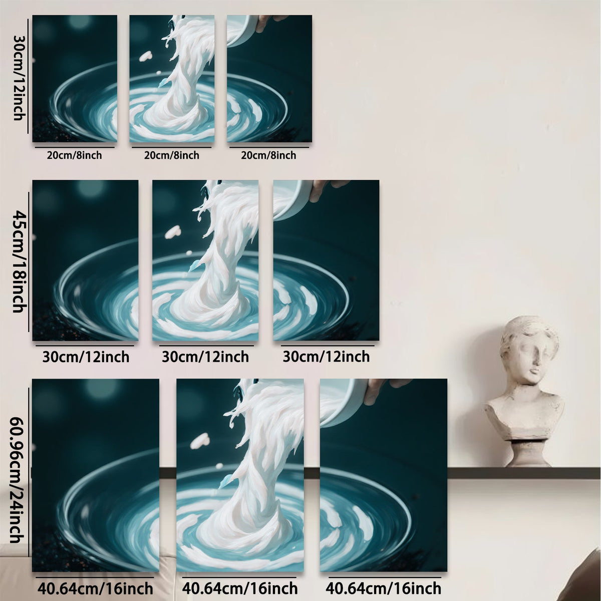 2D flat 1pc swirling white fluid abstract modern wall art living room bedroom decor farmhouse style canvas prints stretched framed ready to hang