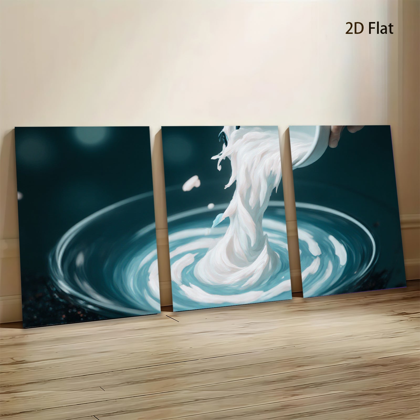 2D flat 1pc swirling white fluid abstract modern wall art living room bedroom decor farmhouse style canvas prints stretched framed ready to hang