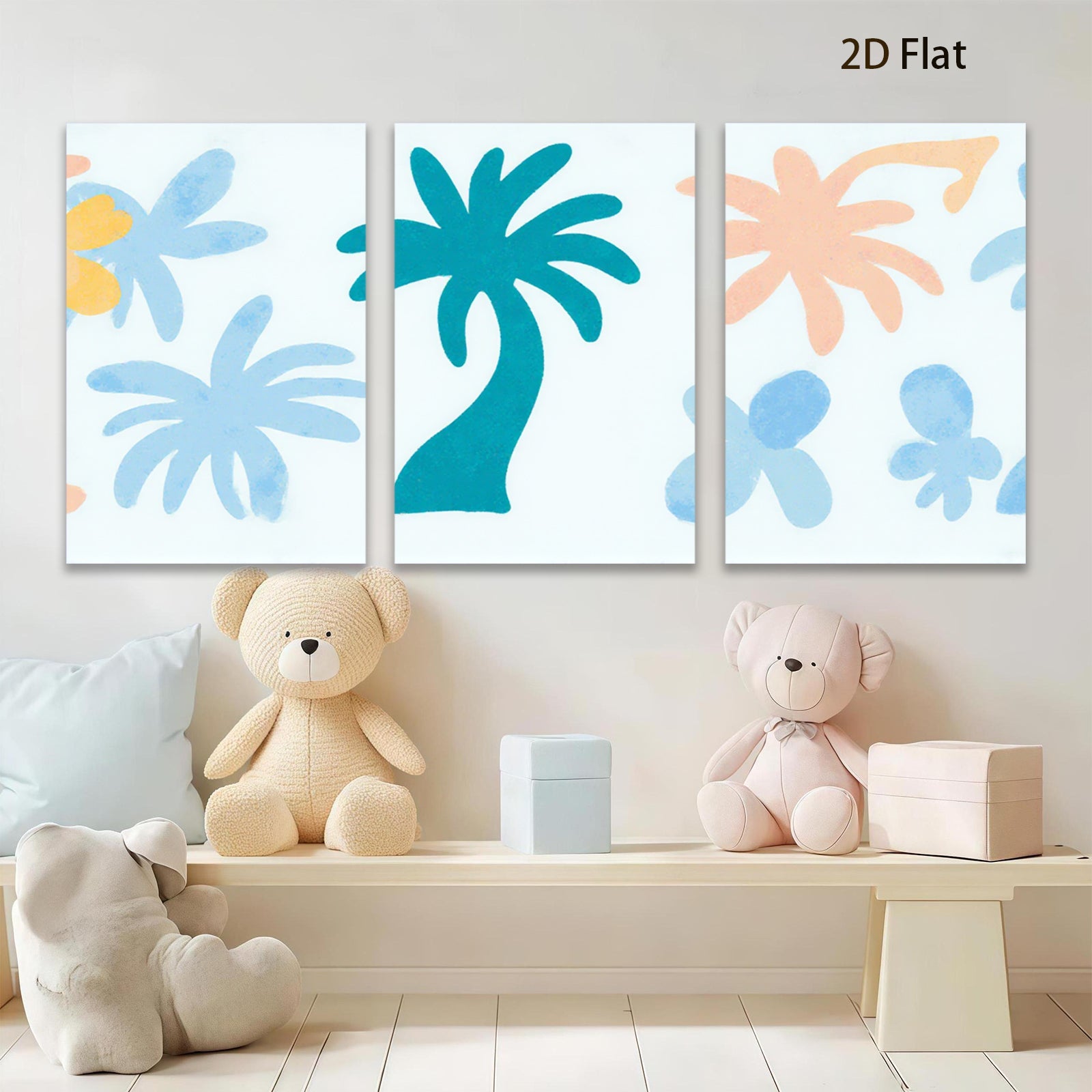2D flat 1pc tropical palm tree wall art modern farmhouse decor coastal living room bedroom canvas print gallery wrapped ready to hang