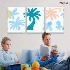 2D flat 1pc tropical palm tree wall art modern farmhouse decor coastal living room bedroom canvas print gallery wrapped ready to hang
