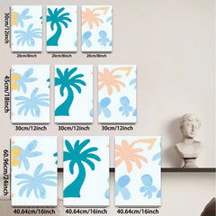 2D flat 1pc tropical palm tree wall art modern farmhouse decor coastal living room bedroom canvas print gallery wrapped ready to hang