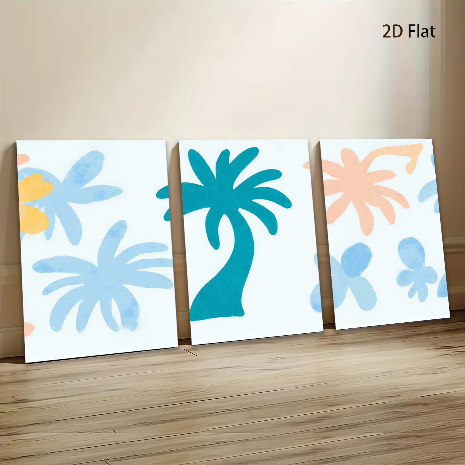 2D flat 1pc tropical palm tree wall art modern farmhouse decor coastal living room bedroom canvas print gallery wrapped ready to hang