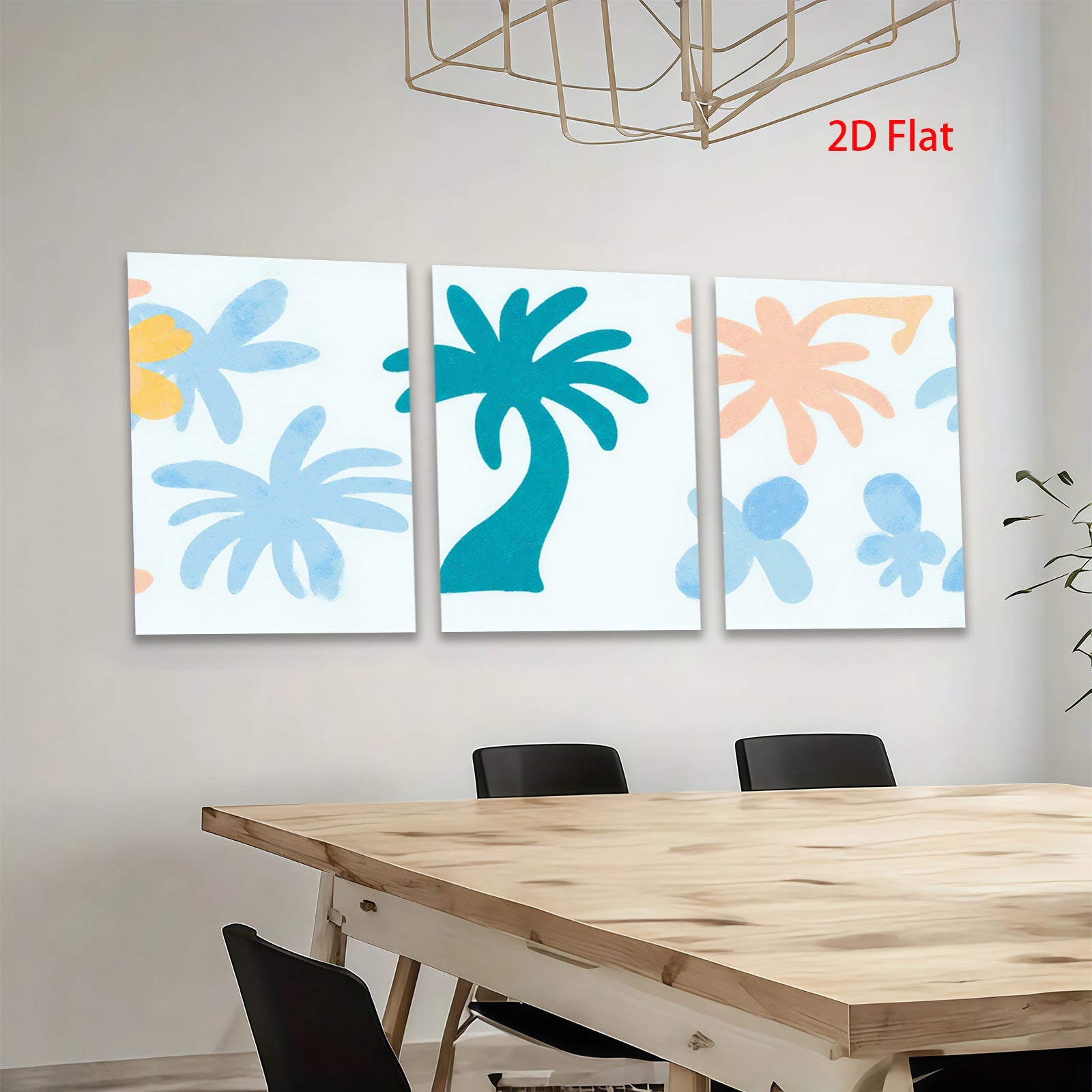 2D flat 1pc tropical palm tree wall art modern farmhouse decor coastal living room bedroom canvas print gallery wrapped ready to hang