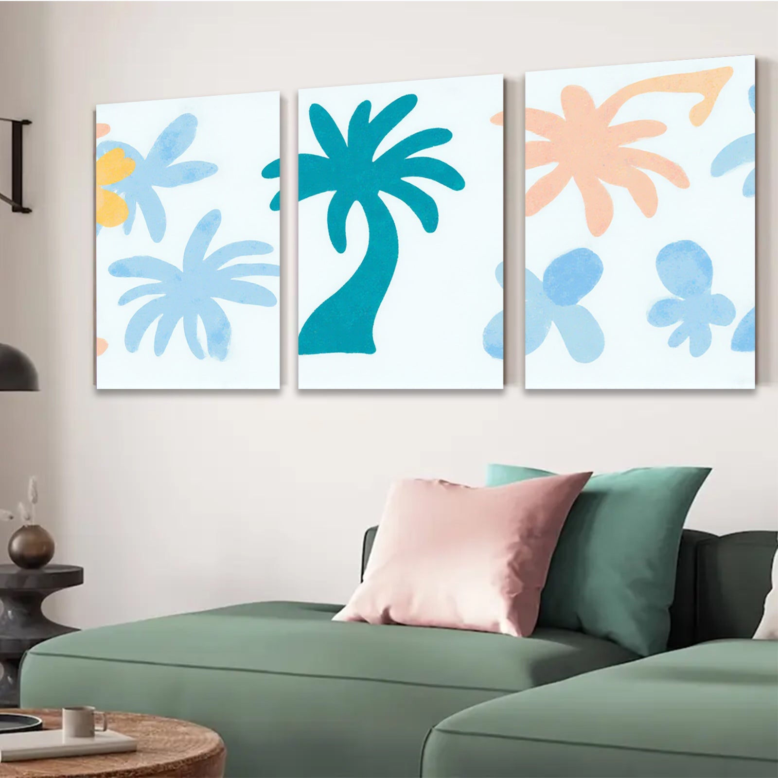 2D flat 1pc tropical palm tree wall art modern farmhouse decor coastal living room bedroom canvas print gallery wrapped ready to hang