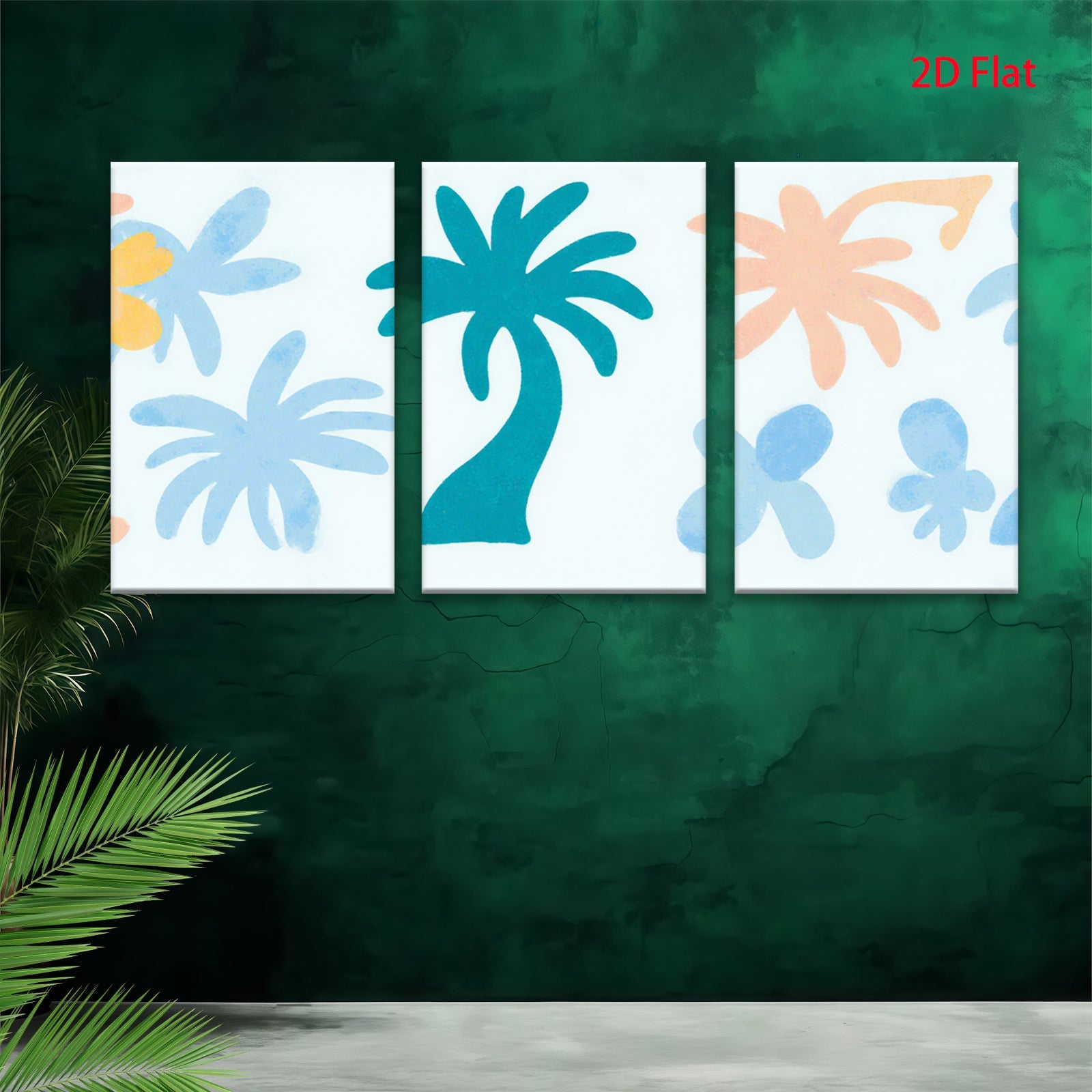 2D flat 1pc tropical palm tree wall art modern farmhouse decor coastal living room bedroom canvas print gallery wrapped ready to hang