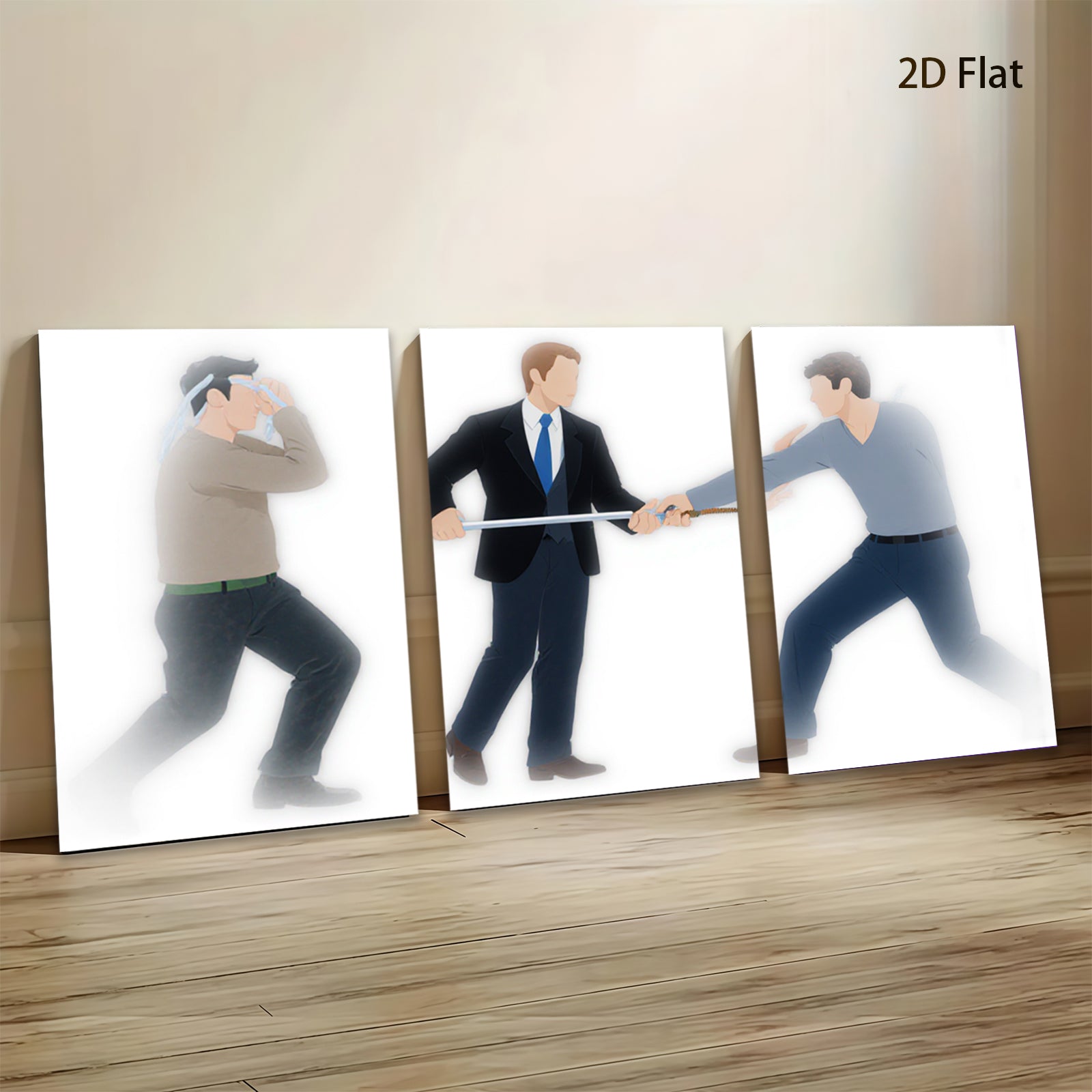 2D flat 1pc tug of war competition office decor living room wall art modern farmhouse poster bedroom decoration gallery wrapped canvas prints minimalist design statement piece