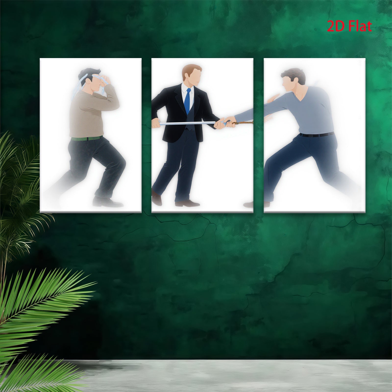 2D flat 1pc tug of war competition office decor living room wall art modern farmhouse poster bedroom decoration gallery wrapped canvas prints minimalist design statement piece