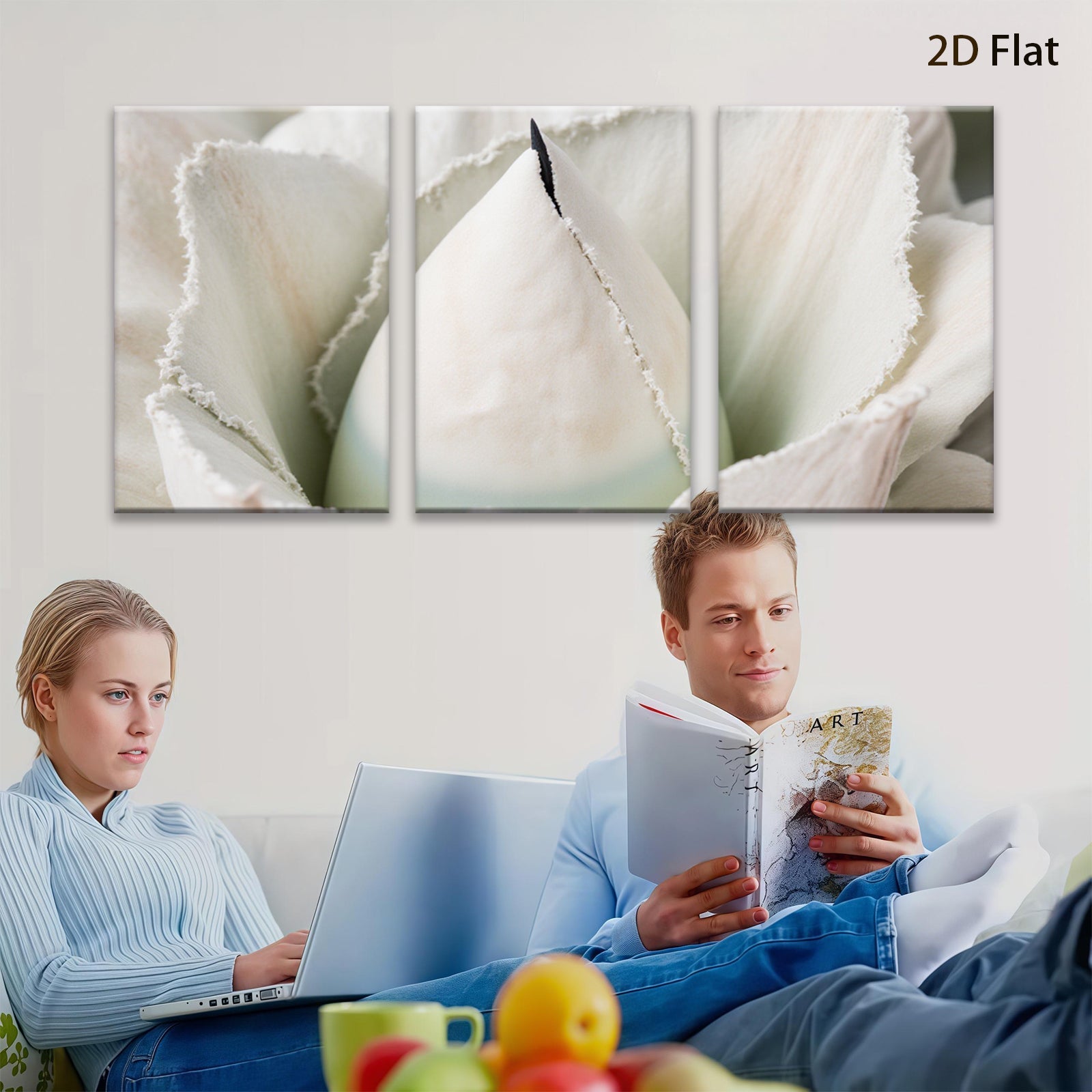 2D flat 1pc unfolding ivory blossom delicate floral art brings serene beauty living room bedroom gallery wall decor farmhouse style modern minimalist
