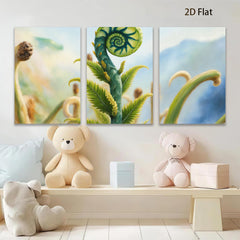 2D flat 1pc unfurling fern botanical wall art vibrant nature canvas print living room bedroom gallery wrapped modern farmhouse style