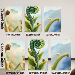 2D flat 1pc unfurling fern botanical wall art vibrant nature canvas print living room bedroom gallery wrapped modern farmhouse style