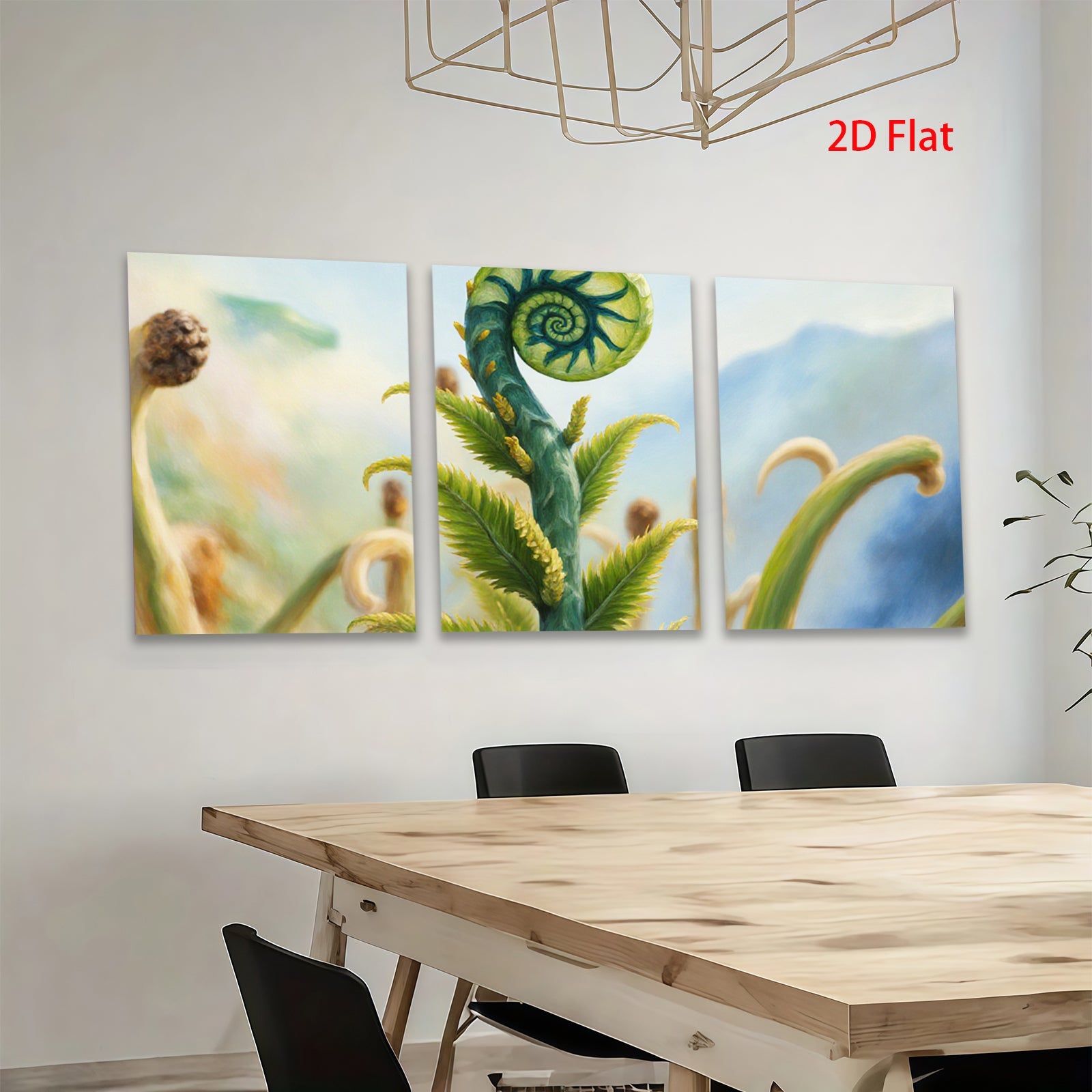 2D flat 1pc unfurling fern botanical wall art vibrant nature canvas print living room bedroom gallery wrapped modern farmhouse style