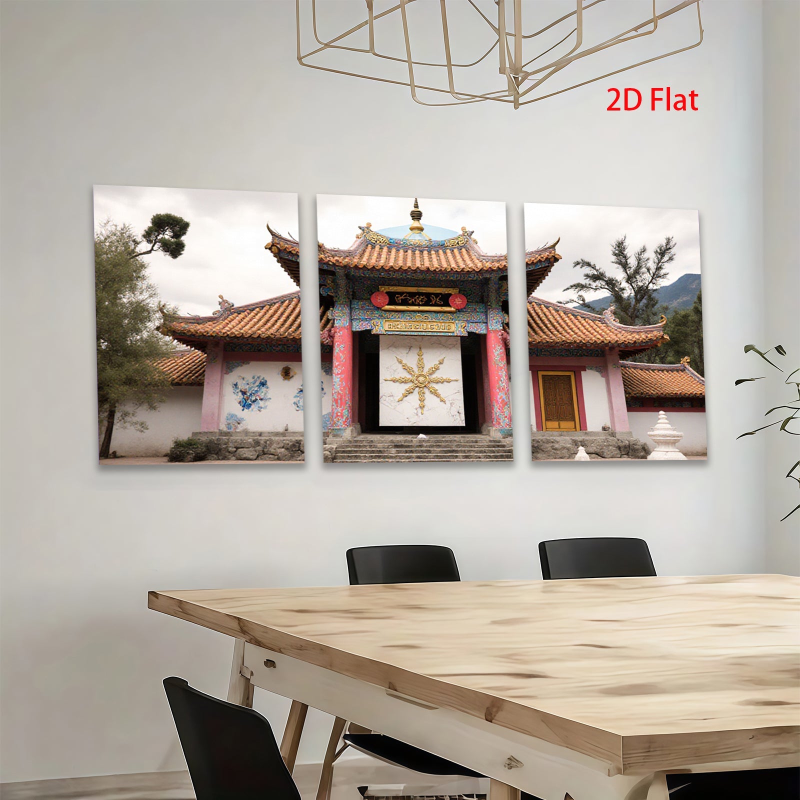 2D flat 1pc vibrant Tibetan temple entrance wall art for living room bedroom home decor farmhouse style gallery wrapped canvas prints modern minimalist