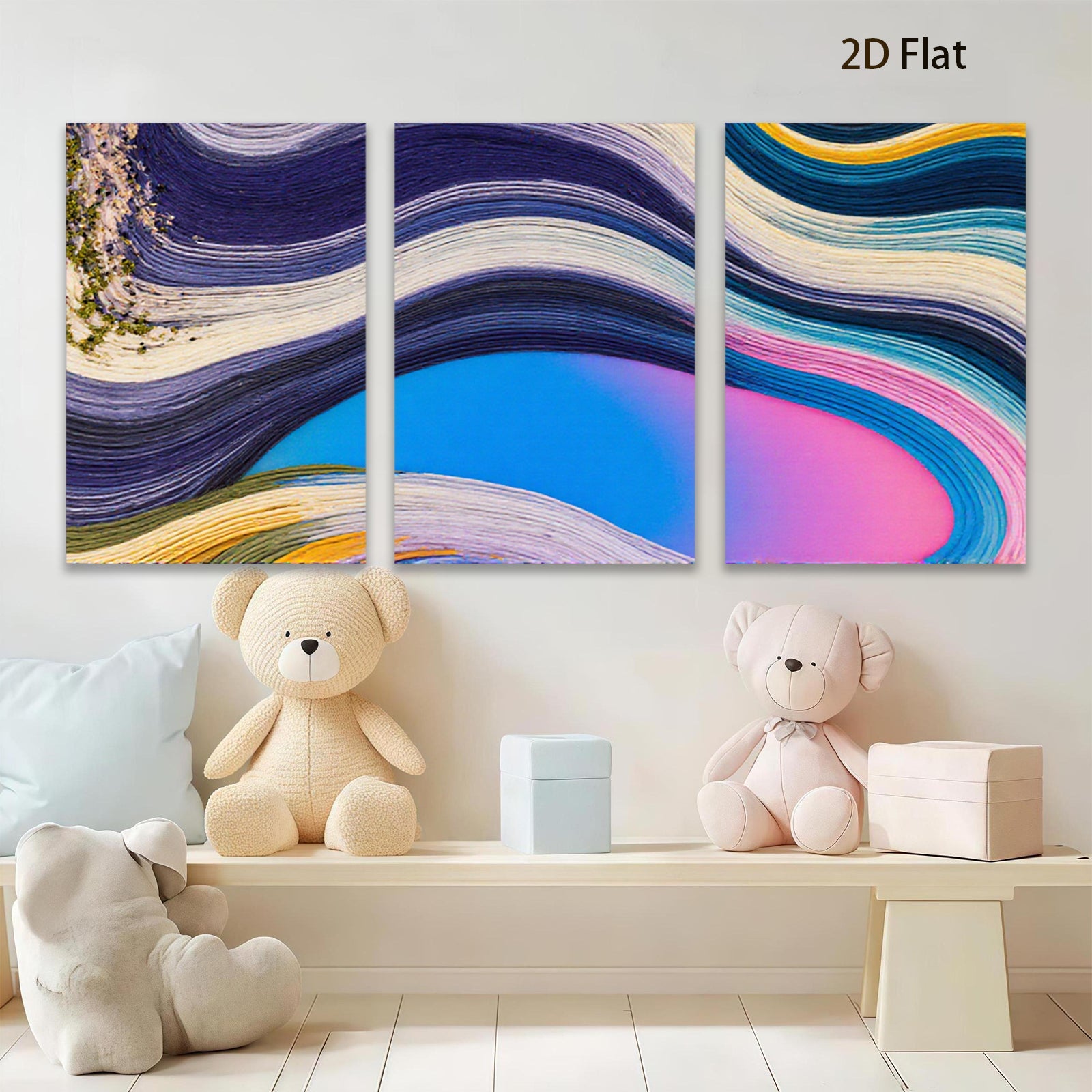 2D flat 1pc vibrant abstract brushstrokes colorful wall art canvas prints modern farmhouse living room bedroom decor gallery wrapped timeless statement piece