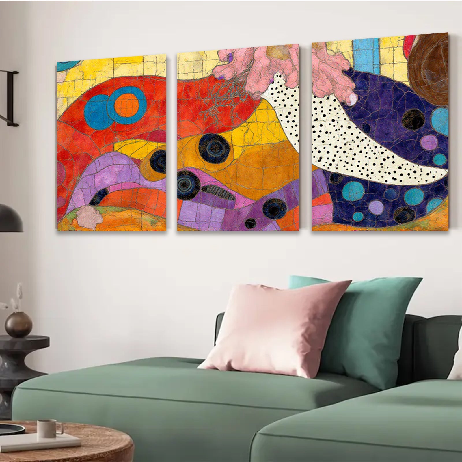 2D flat 1pc vibrant abstract circles modern wall art for living room bedroom decor farmhouse style gallery wrapped canvas prints