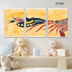 2D flat 1pc vibrant abstract coral reef creature wall art canvas prints for living room bedroom office decor farmhouse style modern minimalist gallery wrapped