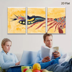 2D flat 1pc vibrant abstract coral reef creature wall art canvas prints for living room bedroom office decor farmhouse style modern minimalist gallery wrapped
