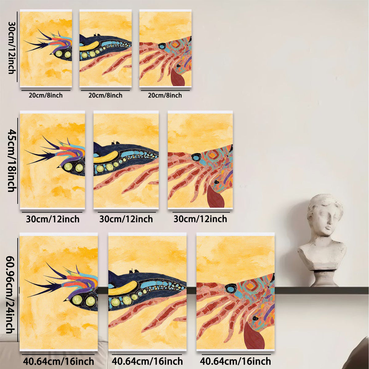 2D flat 1pc vibrant abstract coral reef creature wall art canvas prints for living room bedroom office decor farmhouse style modern minimalist gallery wrapped