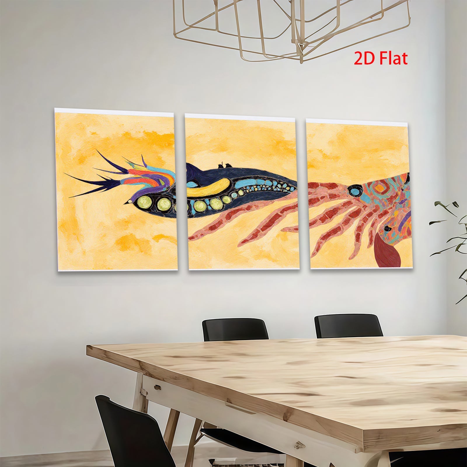 2D flat 1pc vibrant abstract coral reef creature wall art canvas prints for living room bedroom office decor farmhouse style modern minimalist gallery wrapped