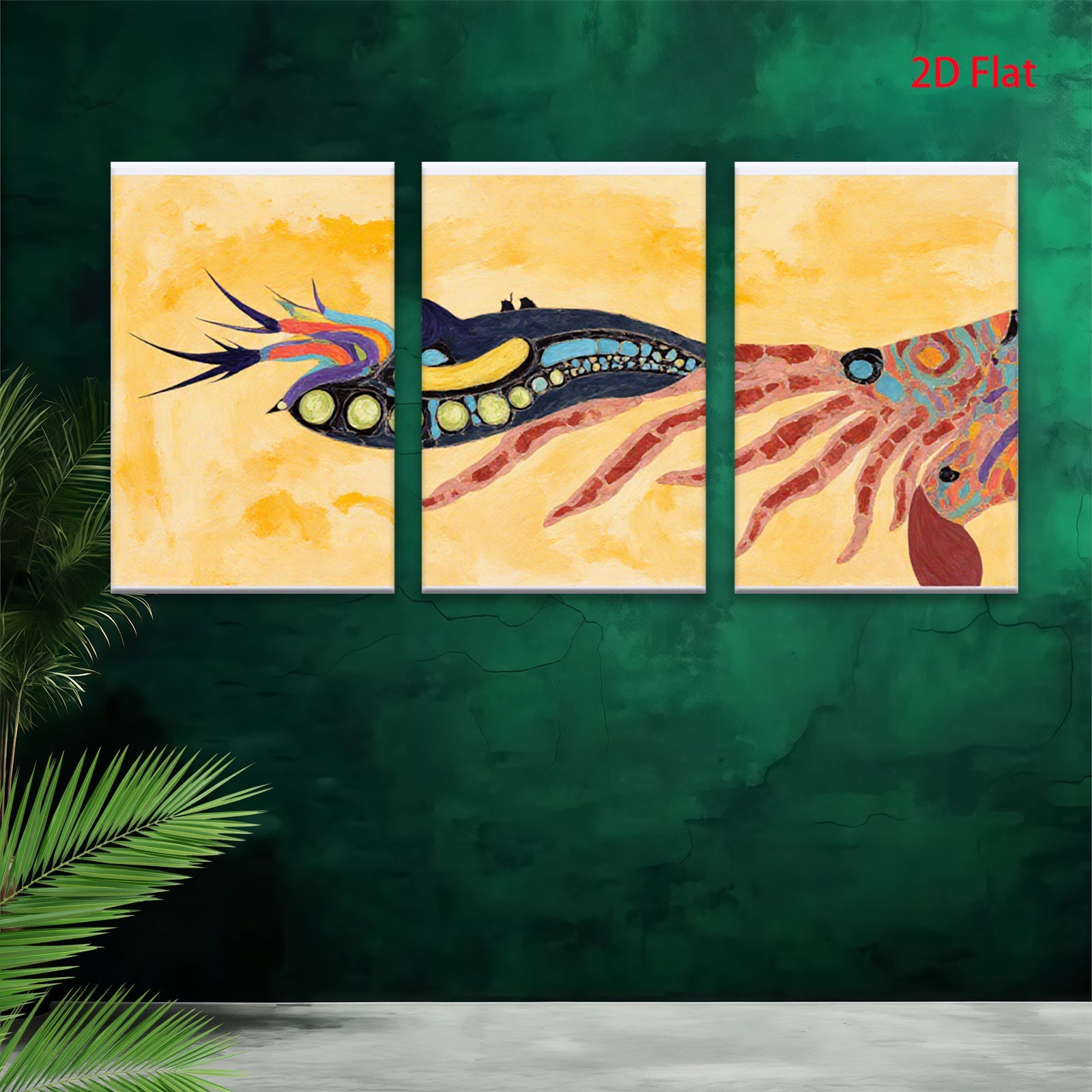 2D flat 1pc vibrant abstract coral reef creature wall art canvas prints for living room bedroom office decor farmhouse style modern minimalist gallery wrapped