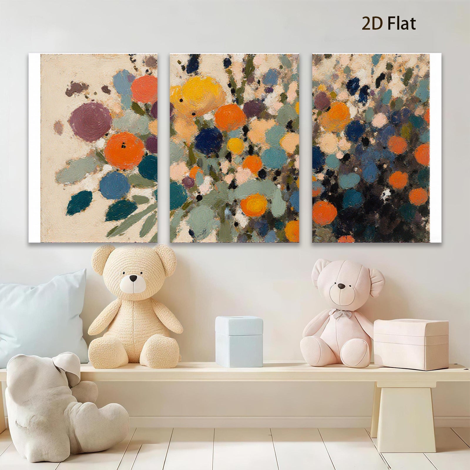 2D flat 1pc vibrant abstract floral blooms canvas wall art for living room bedroom home decor farmhouse style modern gallery wrapped