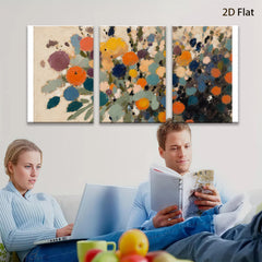 2D flat 1pc vibrant abstract floral blooms canvas wall art for living room bedroom home decor farmhouse style modern gallery wrapped