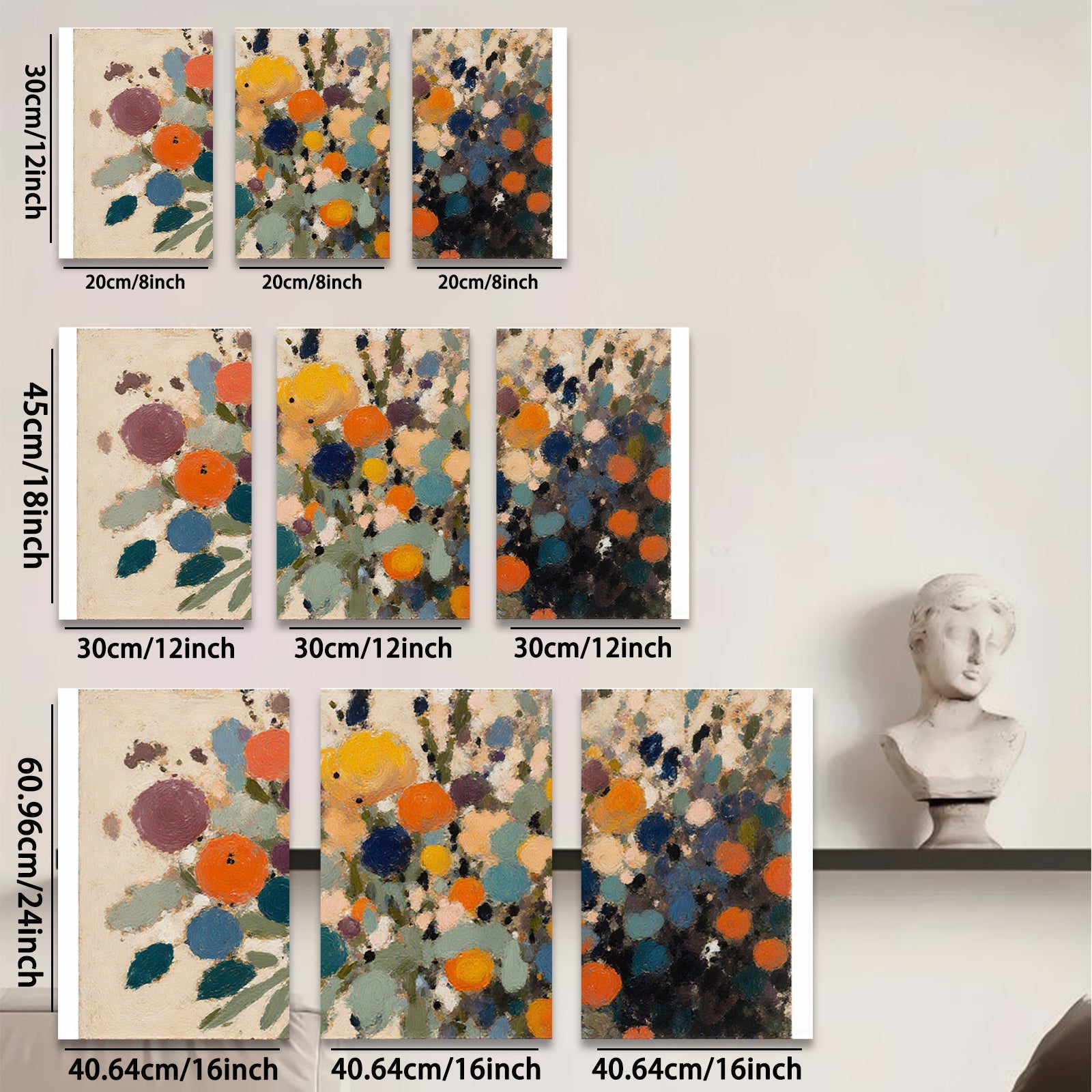 2D flat 1pc vibrant abstract floral blooms canvas wall art for living room bedroom home decor farmhouse style modern gallery wrapped