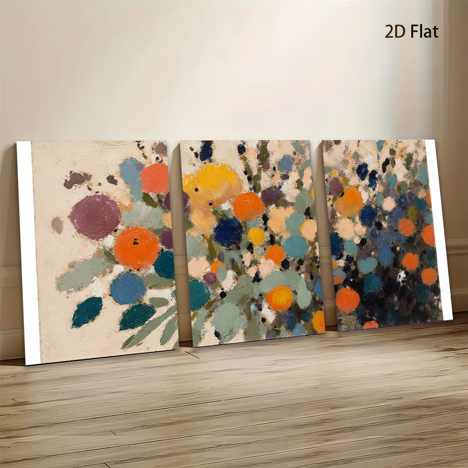 2D flat 1pc vibrant abstract floral blooms canvas wall art for living room bedroom home decor farmhouse style modern gallery wrapped