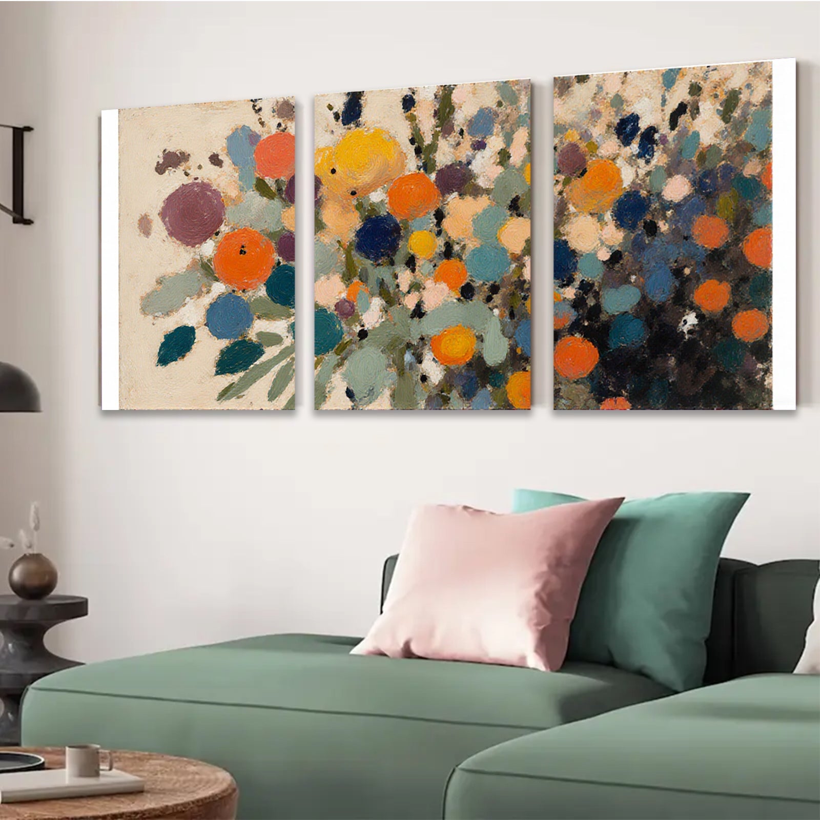 2D flat 1pc vibrant abstract floral blooms canvas wall art for living room bedroom home decor farmhouse style modern gallery wrapped