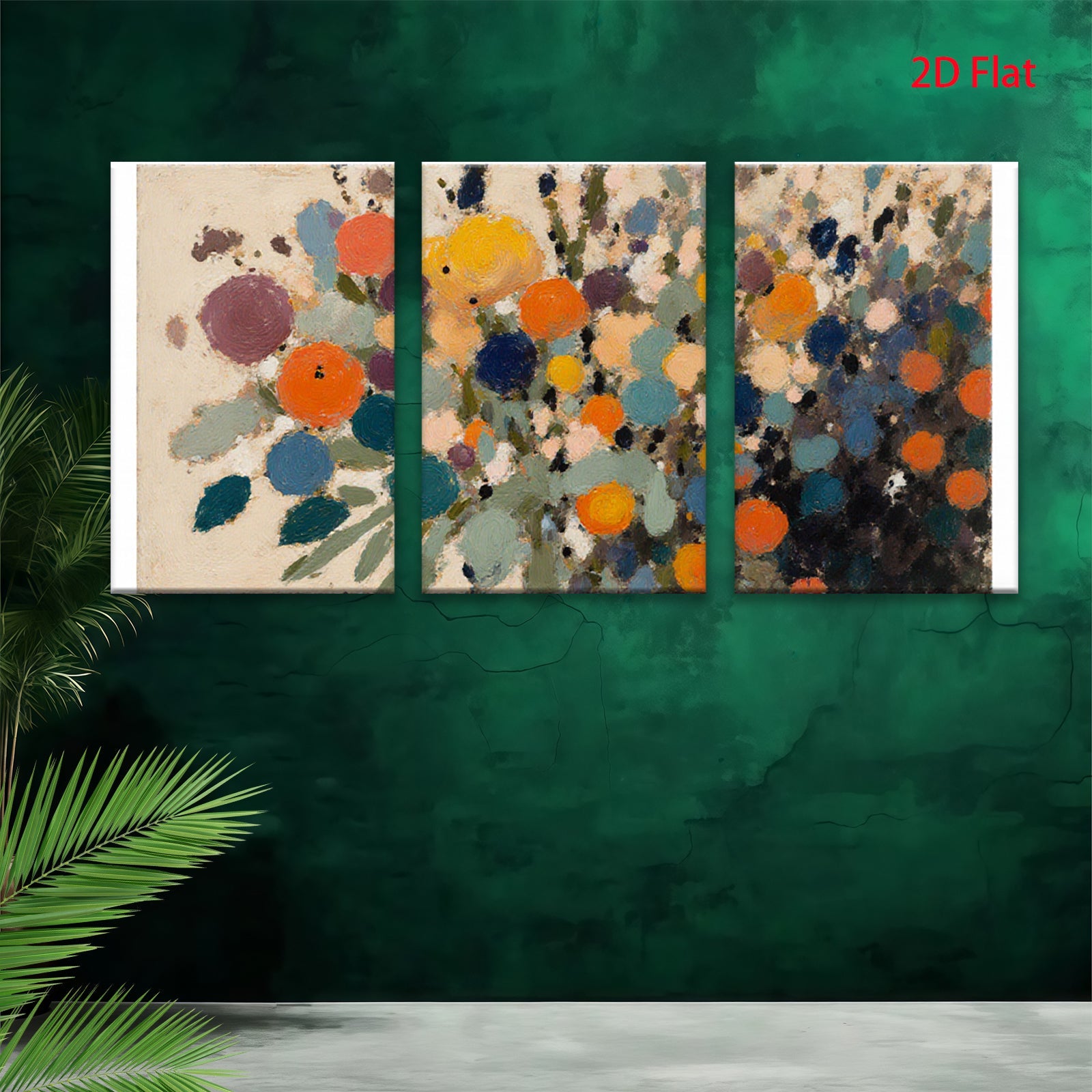 2D flat 1pc vibrant abstract floral blooms canvas wall art for living room bedroom home decor farmhouse style modern gallery wrapped
