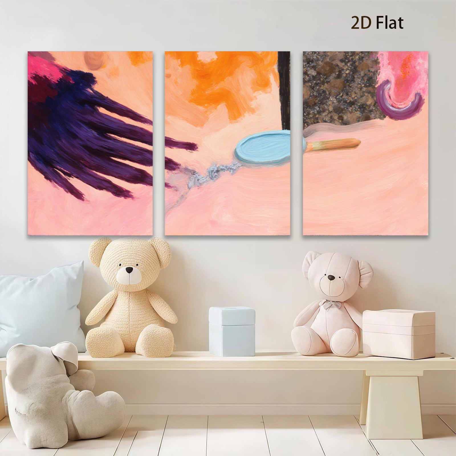 2D flat 1pc vibrant abstract kitchen still life modern farmhouse dining room wall art gallery wrapped canvas print statement piece