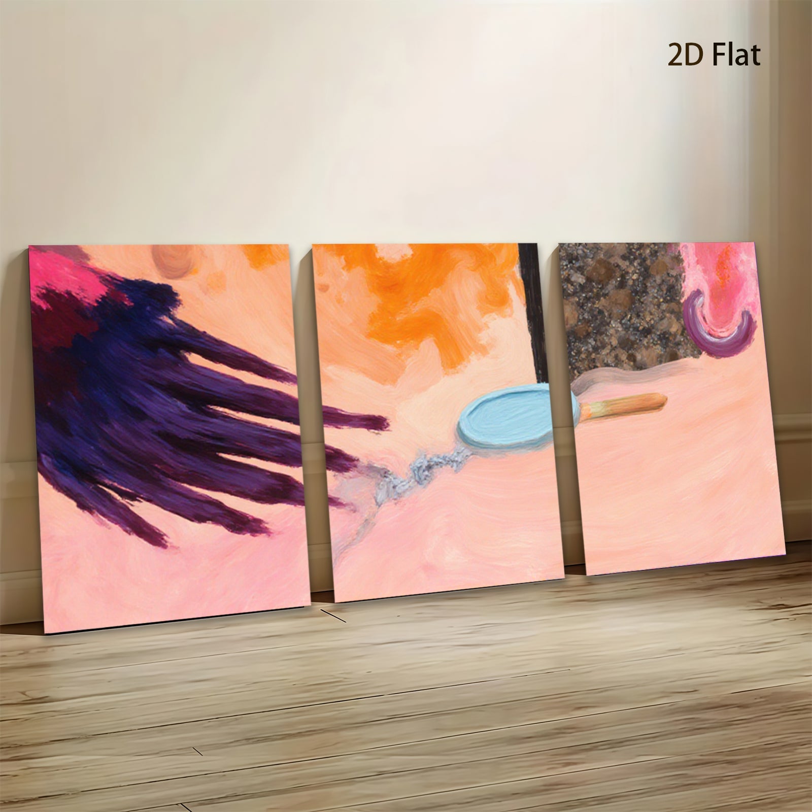 2D flat 1pc vibrant abstract kitchen still life modern farmhouse dining room wall art gallery wrapped canvas print statement piece