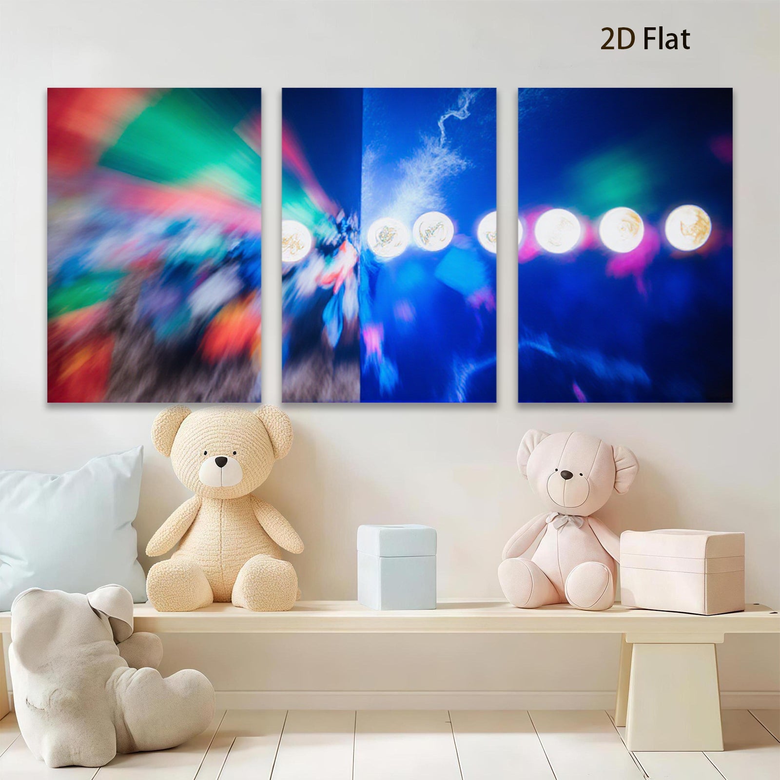 2D flat 1pc vibrant abstract lights celestial glow modern wall art living room bedroom decor farmhouse style gallery wrapped canvas prints oversized statement piece