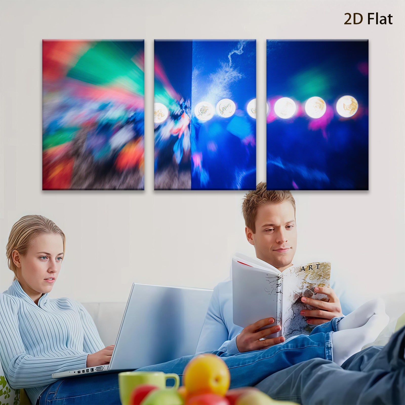 2D flat 1pc vibrant abstract lights celestial glow modern wall art living room bedroom decor farmhouse style gallery wrapped canvas prints oversized statement piece