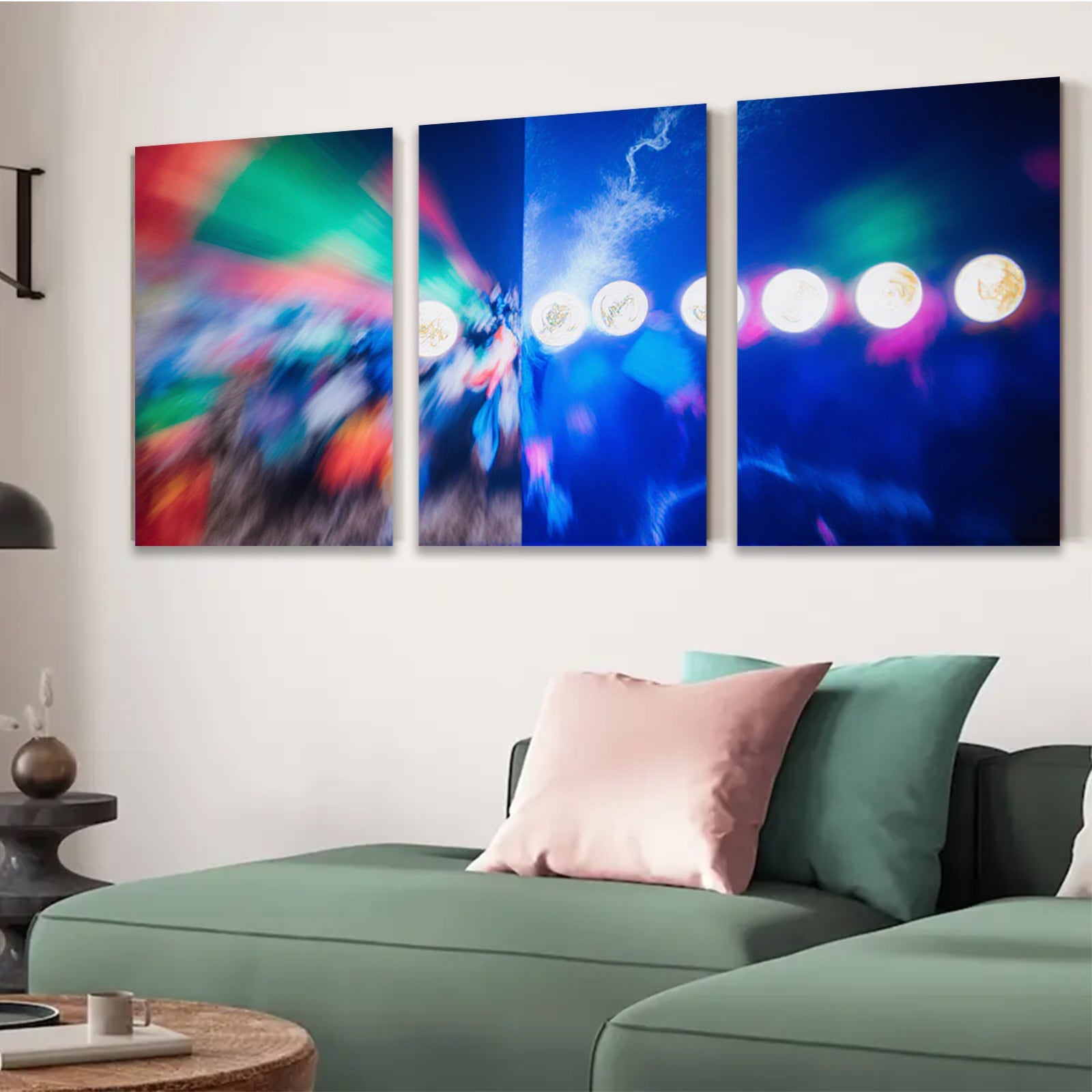 2D flat 1pc vibrant abstract lights celestial glow modern wall art living room bedroom decor farmhouse style gallery wrapped canvas prints oversized statement piece