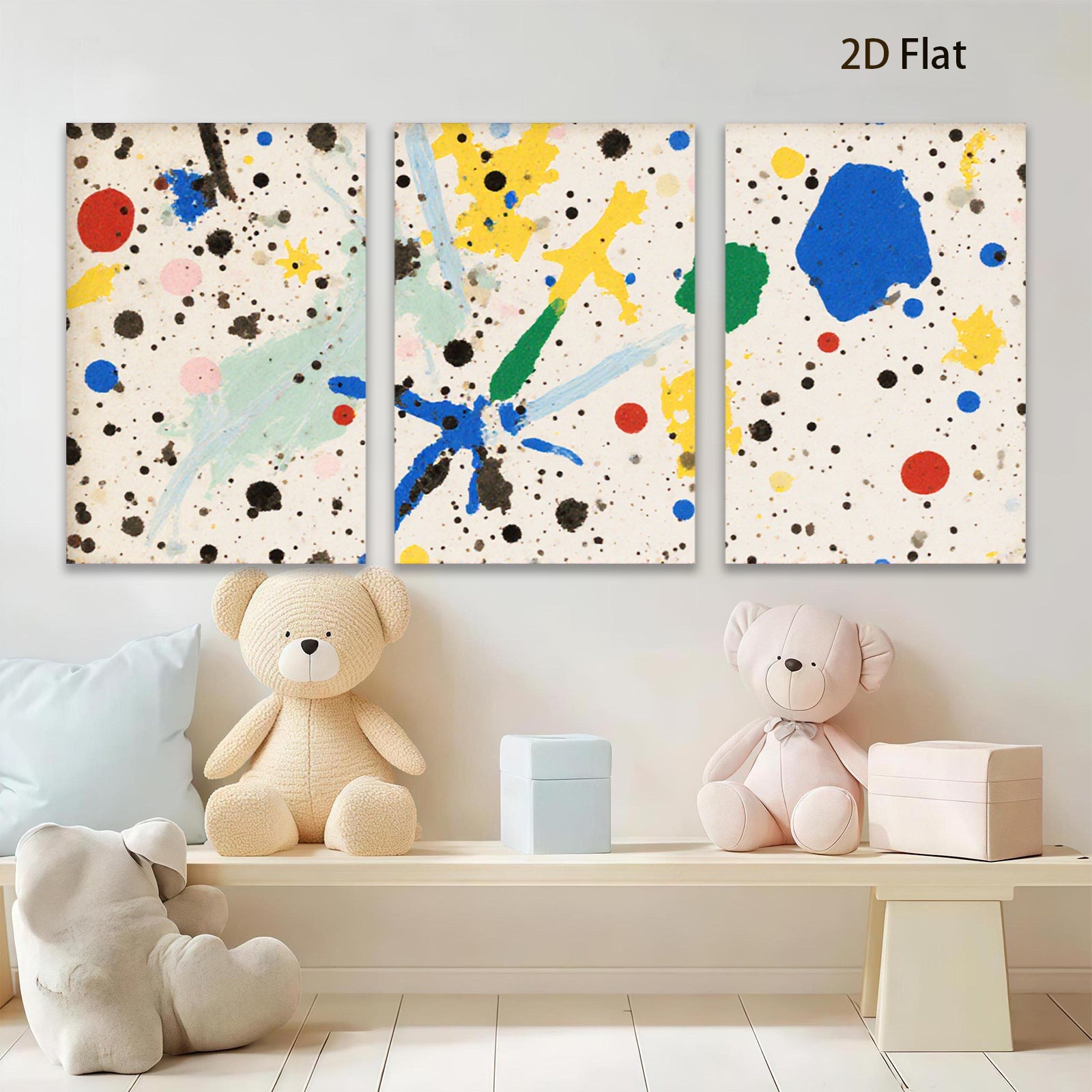 2D flat 1pc vibrant abstract splash canvas wall art for living room bedroom modern farmhouse gallery wrapped ready to hang farmhouse style