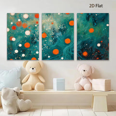 2D flat 1pc vibrant abstract swirls orange dots modern wall art bedroom living room gallery wrapped canvas farmhouse decor