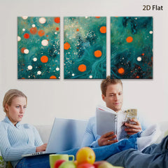 2D flat 1pc vibrant abstract swirls orange dots modern wall art bedroom living room gallery wrapped canvas farmhouse decor