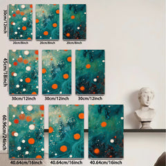 2D flat 1pc vibrant abstract swirls orange dots modern wall art bedroom living room gallery wrapped canvas farmhouse decor