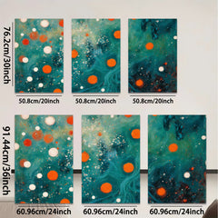 2D flat 1pc vibrant abstract swirls orange dots modern wall art bedroom living room gallery wrapped canvas farmhouse decor