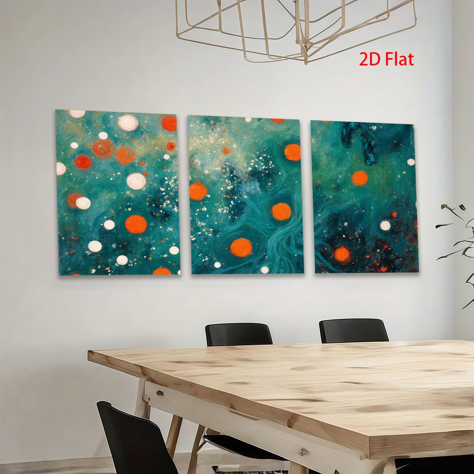 2D flat 1pc vibrant abstract swirls orange dots modern wall art bedroom living room gallery wrapped canvas farmhouse decor