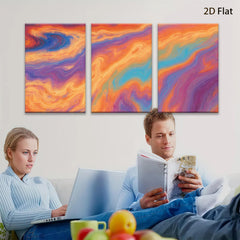 2D flat 1pc vibrant abstract waves flowing color splash wall art decor living room bedroom home office modern farmhouse gallery wrapped canvas print